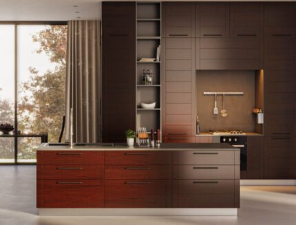 The Modern Timber Kitchen: Dark Wood Elegance and Streamlined Design