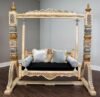 Haveli-Style Pale Wood Daybed Swing - Image 2