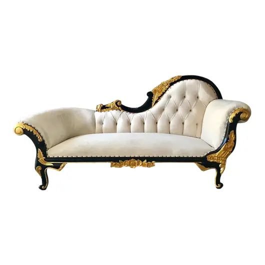 From KlickPin CF Vintage & New Chaises for Sale _ Chairish _ Sofa couch design Sofa set designs False ceiling living room Parisian Black and White Chaise - Image 1