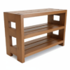 Modern Slatted Wood Two-Tier Shoe Bench