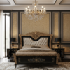 Royal Ottoman Black and Gold Carved King Bedroom Set - Image 3
