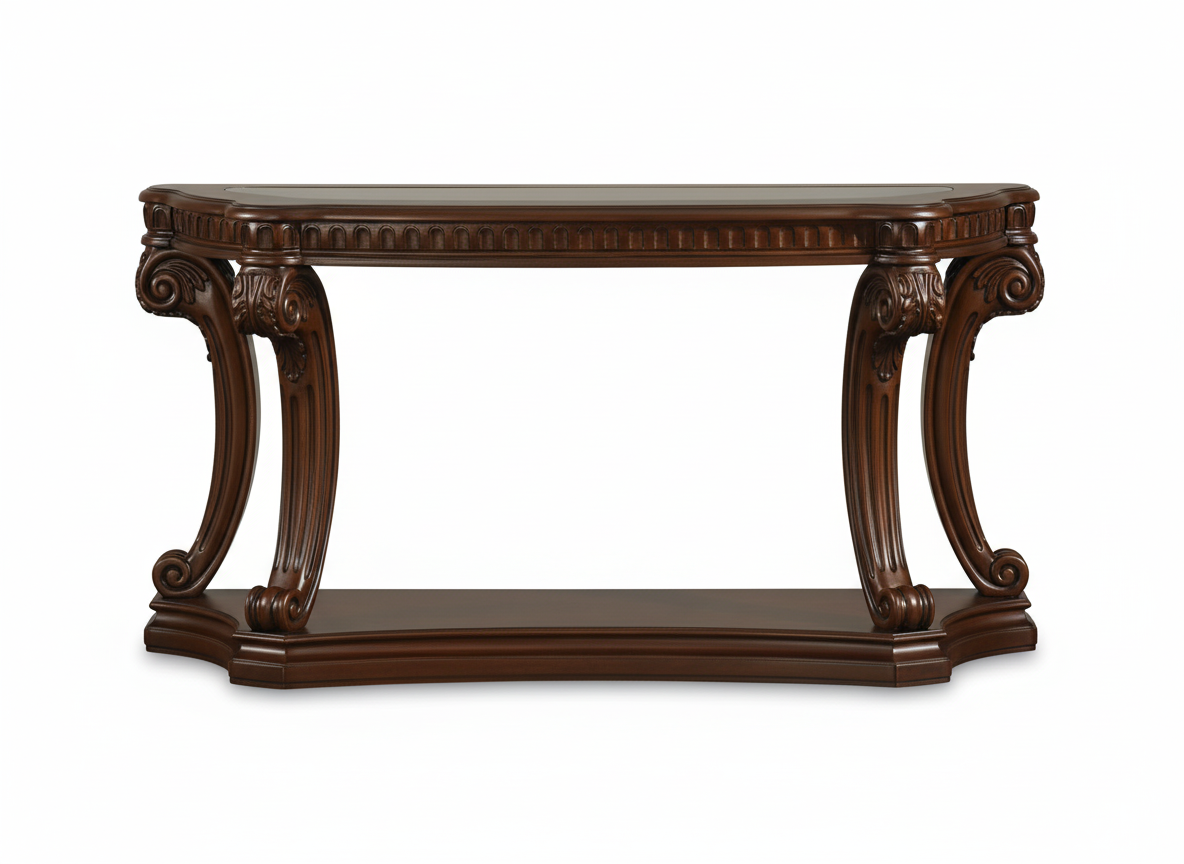 Gemini_Generated_Image_5909vj5909vj5909 Victorian Hand-Carved Scroll Leg Console - Image 1