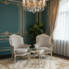 French Rococo Silver Leaf Coffee Seating - Image 2