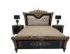 Royal Ottoman Black and Gold Carved King Bedroom Set