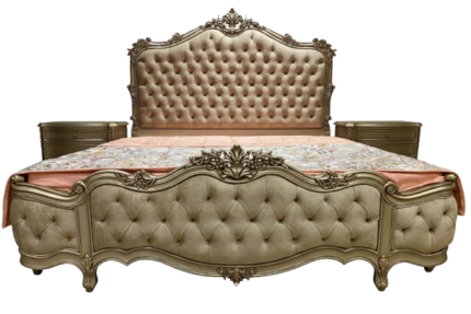 Opulent Champagne Gold Tufted Bedroom Suite