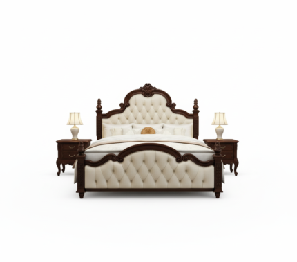 Royal Espresso Tufted Cream Bedroom Suite