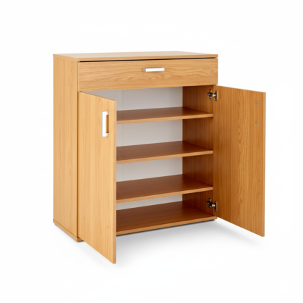 Modern Light Oak Entryway Storage Cabinet