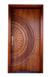 Artisan Sunburst Carved Wood Door