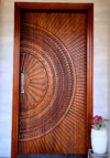 Artisan Sunburst Carved Wood Door - Image 2